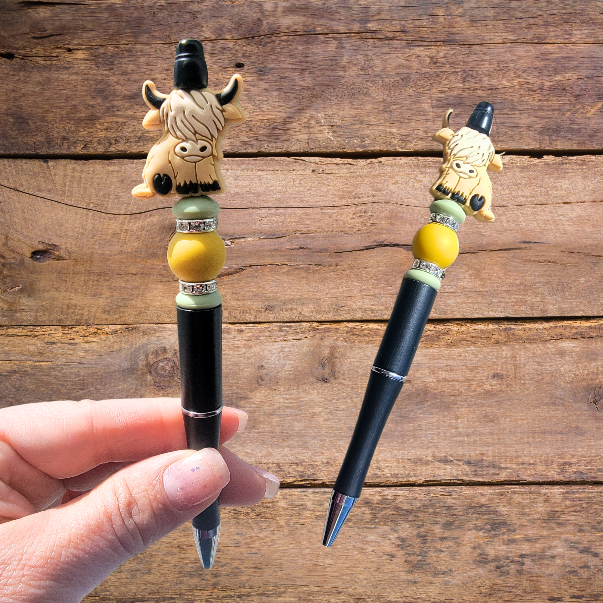 Brown Highland Cow Black Bead Pen – All You Gifts & More