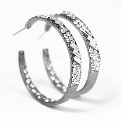 Glitzy By Association - Black Hoop Earring