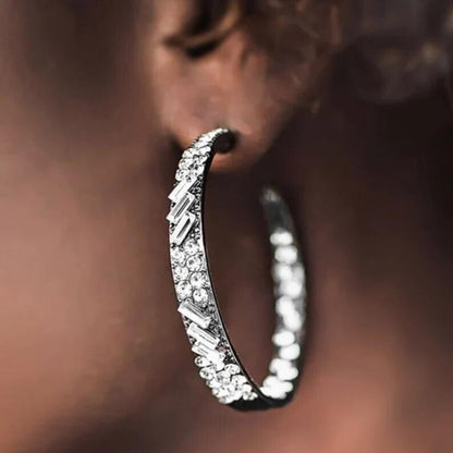 Glitzy By Association - Black Hoop Earring