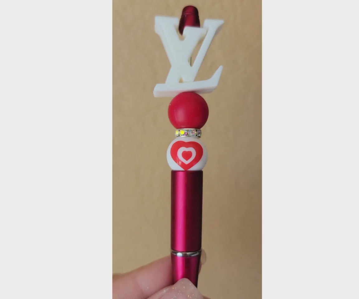 LV Red Heart Bead Pen